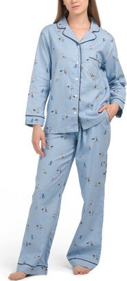 Cotton Flannel Notch Pajama Set for Women