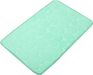 Unique Bargains Bathroom Rugs Polyester Bath Mat Machine Washable Green Cobblestone Pattern 23.62x15.75