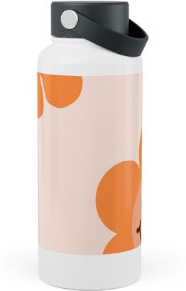 Photo Water Bottles: Smiley Floral - Orange Stainless Steel Wide Mouth Water Bottle, 30Oz, Wide Mouth, Orange