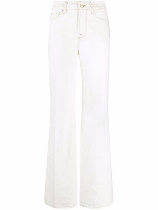 High-Waisted Cotton Flared Trousers