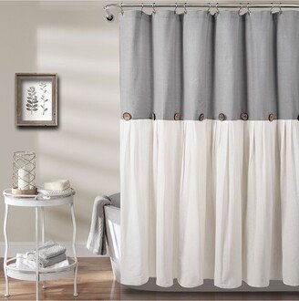 Fashion Linen Button Shower Curtain-AF