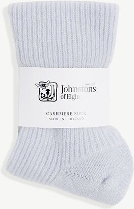 Womens Pale Blue Joe Ribbed Cashmere bed Socks