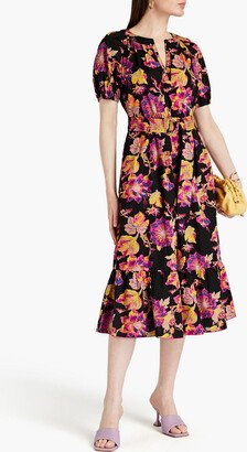 Lindy pleated floral-print midi dress