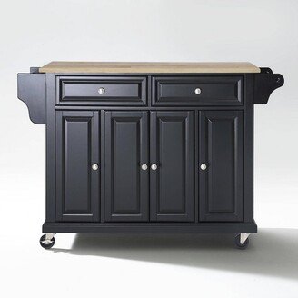 Full Size Wood Top Kitchen Cart Black