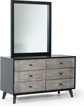 51 Grey And Black Solid Wood Six Drawer Double Dresser