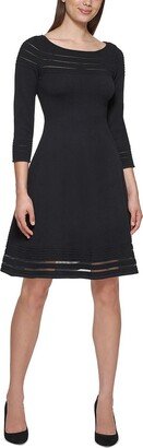 Petites Womens Illusion Mini Sweaterdress