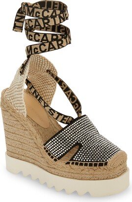 Gaia Crystal Embellished Ankle Tie Espadrille Wedge