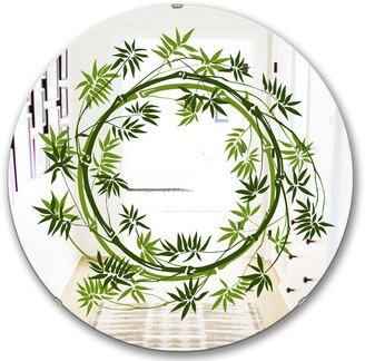 Designart 'Circle Of Bamboo Plants' Printed Cabin and Lodge Oval or Round Decorative Mirror - Green
