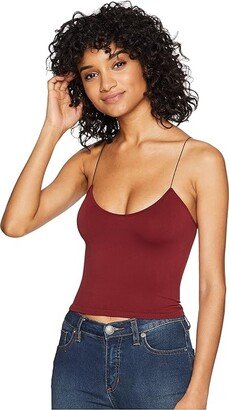 Seamless Skinny Strap Crop Cami (Wine) Women's Sleeveless