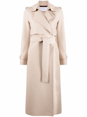 Belted-Waist Wool Trench Coat