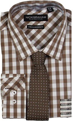 Mens Check Print Modern Fit Dress Shirt