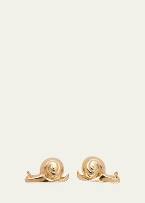 18K Yellow Gold Snail Stud Earrings