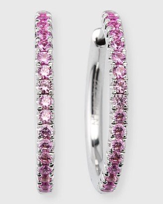 Lisa Nik 18K White Gold Graduated Color Pink Sapphire Hoop Earrings