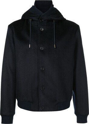 Drawstring-Hood Virgin-Wool Jacket