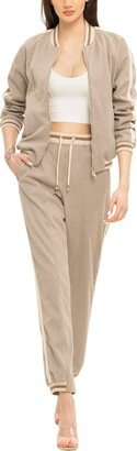 2pc Cashmere-Blend Bomber & Pant Set