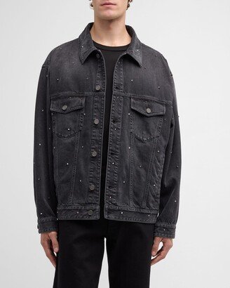 Men's Rockstud Denim Trucker Jacket-AA