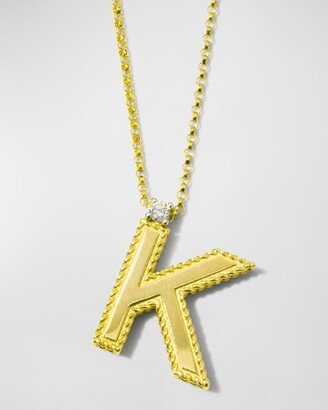 Princess 18K Yellow Gold Diamond Initial Necklace, K