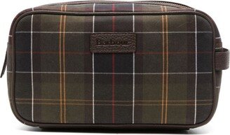 Logo-Patch Tartan Wash Bag