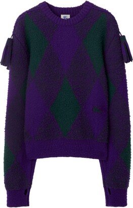 Diamond-Pattern Wool Jumper-AA