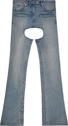 Cut-Out Flared Denim Trousers