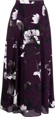 Floral-Print Crepe Midi Skirt