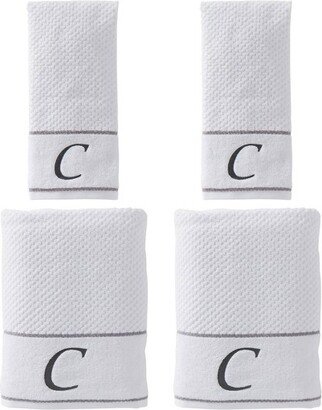 4pc Monogram Bath/Hand Towel Set White - SKL Home