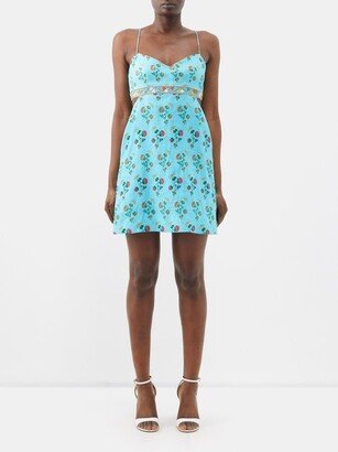 Bonnie Seashell-print Cutout Linen Mini Dress