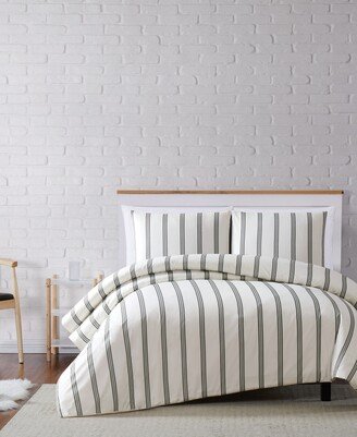 Millennial Stripe Twin Xl Duvet Set - Ivory/black