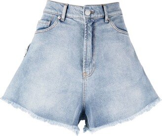 Heart-Appliqué Denim Shorts