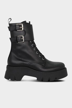 Marloe Leather Combat Boots in Black