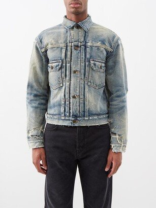 Distressed Fitted Denim Jacket