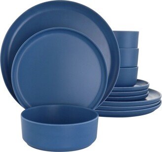 Home Canyon Crest 12 Piece Round Melamine Dinnerware Set in Blue