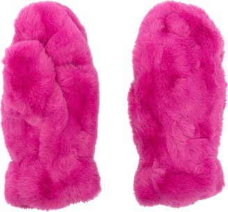 Logo-Tag Faux-Shearling Gloves