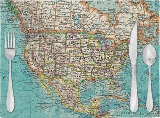 United States Map Placemats - Placemat Set Of 4 Airbnb Decor Kitchen Dining Room