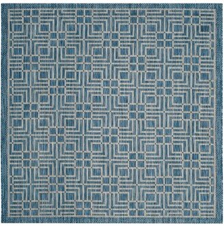 Courtyard Navy and Gray 6'7 x 6'7 Square Outdoor Area Rug - Navy / Gre