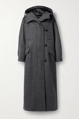 Frankie Leather-trimmed Wool Coat - Gray