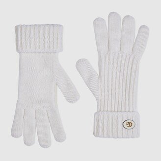 Wool cashmere gloves with Double G-AA