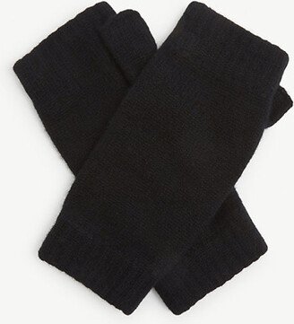 Womens Black Ribbed-cuff Cashmere Wrist Warmers