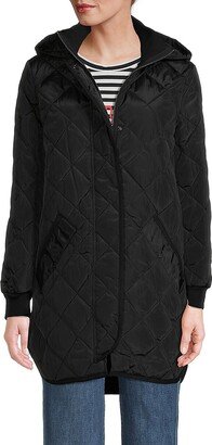 DKNY Women's Hooded Quilted Coat