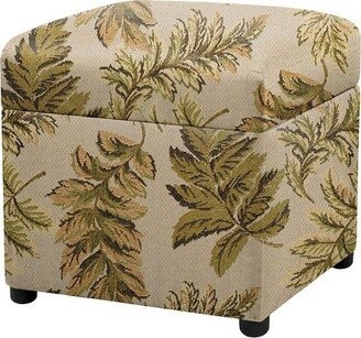 Jacob 18 Storage Cube Ottoman, Tan Floral Jacquard