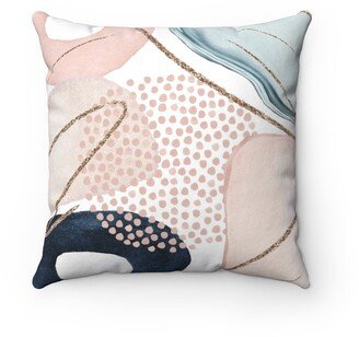 Boho Pillow Cover | Abstract Blush Pink Cream Navy Sky Blue Beige White Minimalist Mid Century Watercolor Decorative