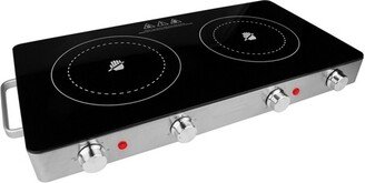 Select 1800 Watt Double Infrared Electric Countertop Burner in Stainless Steel with Timer