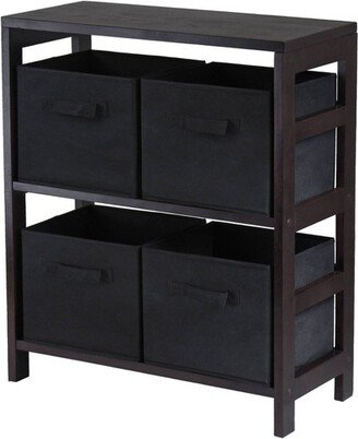 4pc Capri Set Storage Shelf with Folding Fabric Baskets Espresso Brown/Black