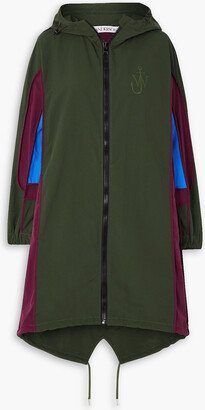 Embroidered color-block shell hooded parka