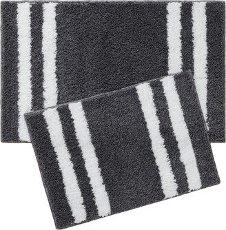 Harden Striped Heathered 2-Piece Bath Rug Set, 17 x 24 and 20 x 32