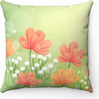 Farmhouse Spring Summer Floral Pillow, Flowers Pillow Cover, Seasonal Green Red Throw