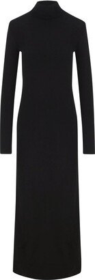 Funnel Neck Long-Sleeved Midi Dress