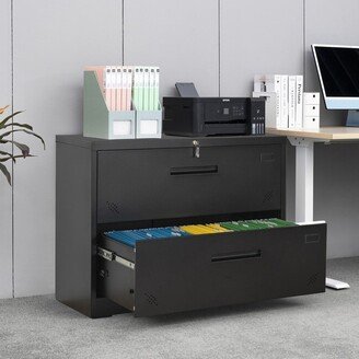 IGEMAN 2 Drawer Lateral Filing Cabinet for Legal/Letter A4 Size, Large Deep Drawers Locked By Keys for Home office-AA