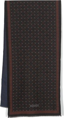 Monogram-Pattern Wool-Blend Scarf