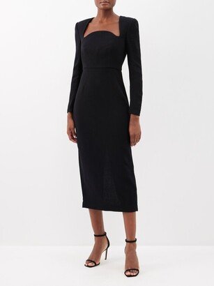 Curved Square-neck Wool Crepe Dress